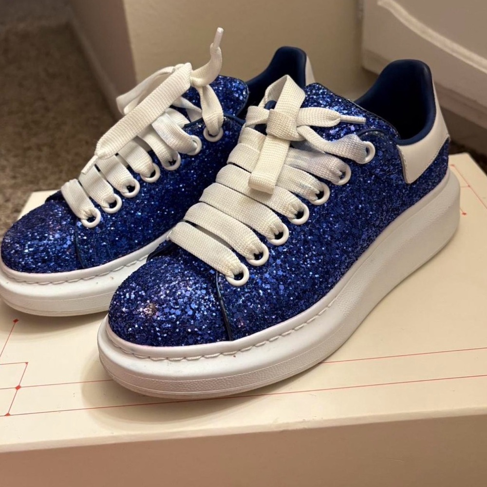 Blue Glitter Women's Alexander McQueens size 35 authentic bought from SSENSE
